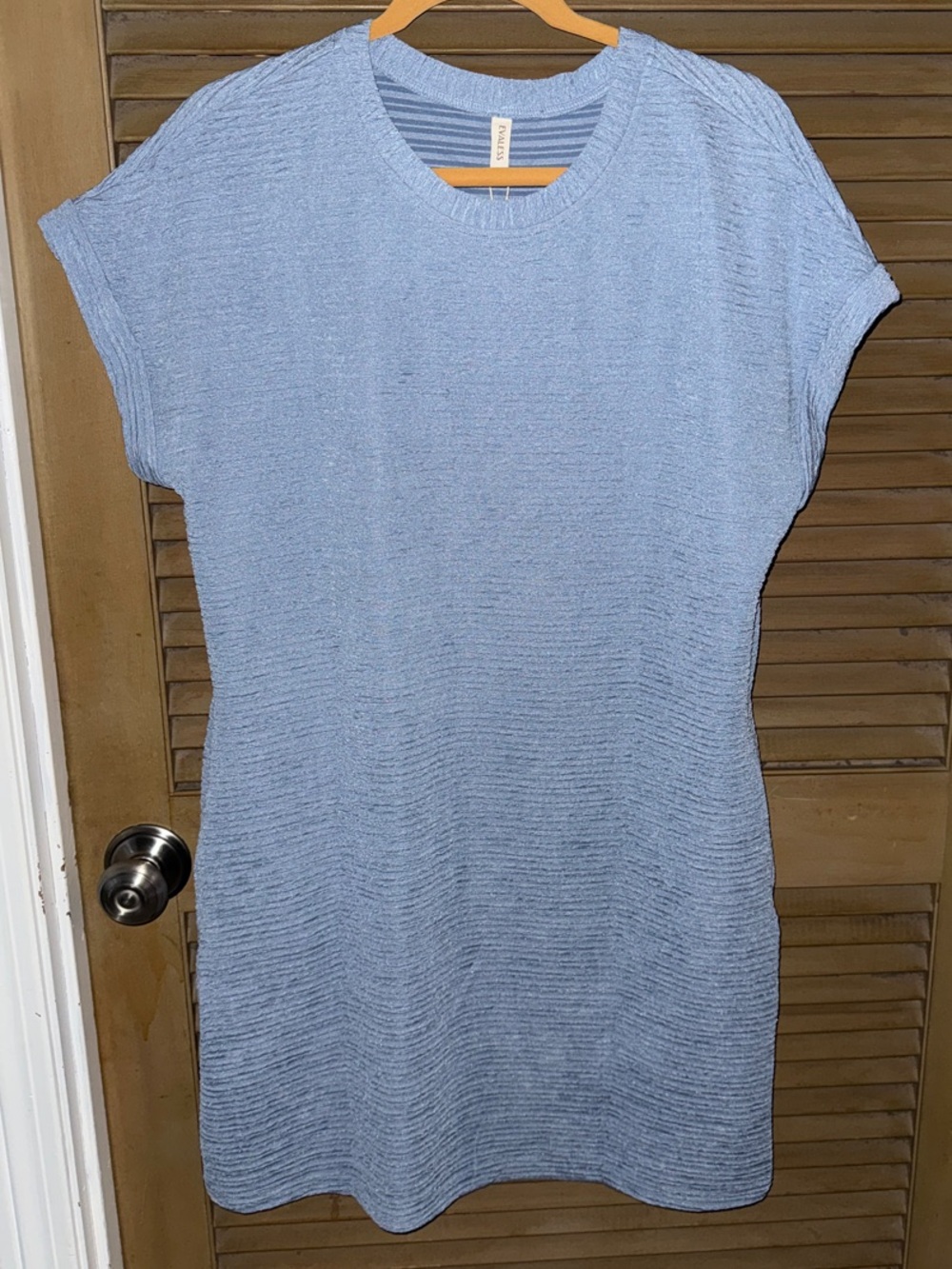 Light Blue Knit Shift Dress with pockets